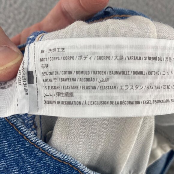 Abercrombie & Fitch Jeans Womens 32 14 Blue 90s Straight Curve Love Frayed Hem - Picture 6 of 12